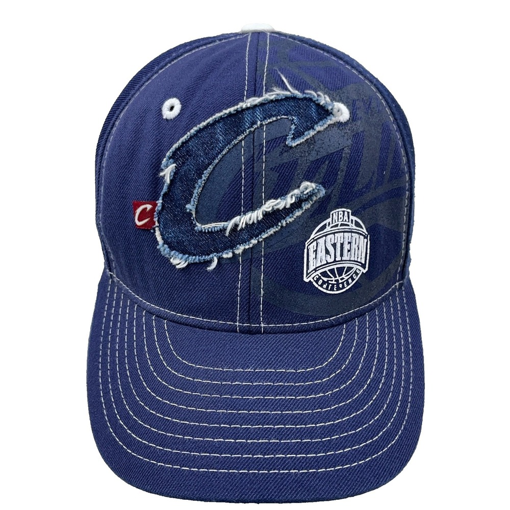 Cleveland Cavaliers Hat Cap Fitted 7 1/2 Blue Cavs Spellout Retro Adult NBA *